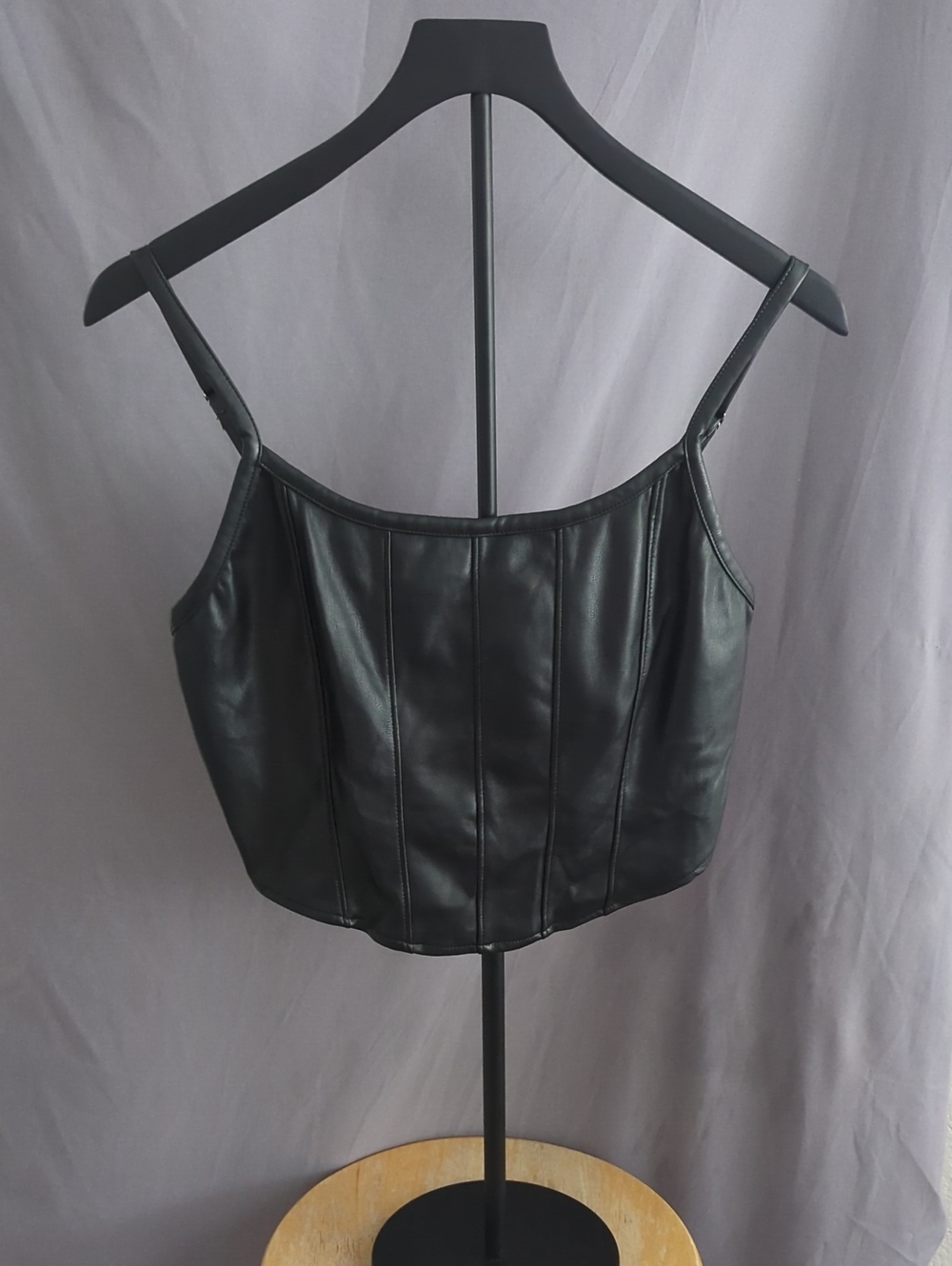 Black Faux Leather Corset Cami